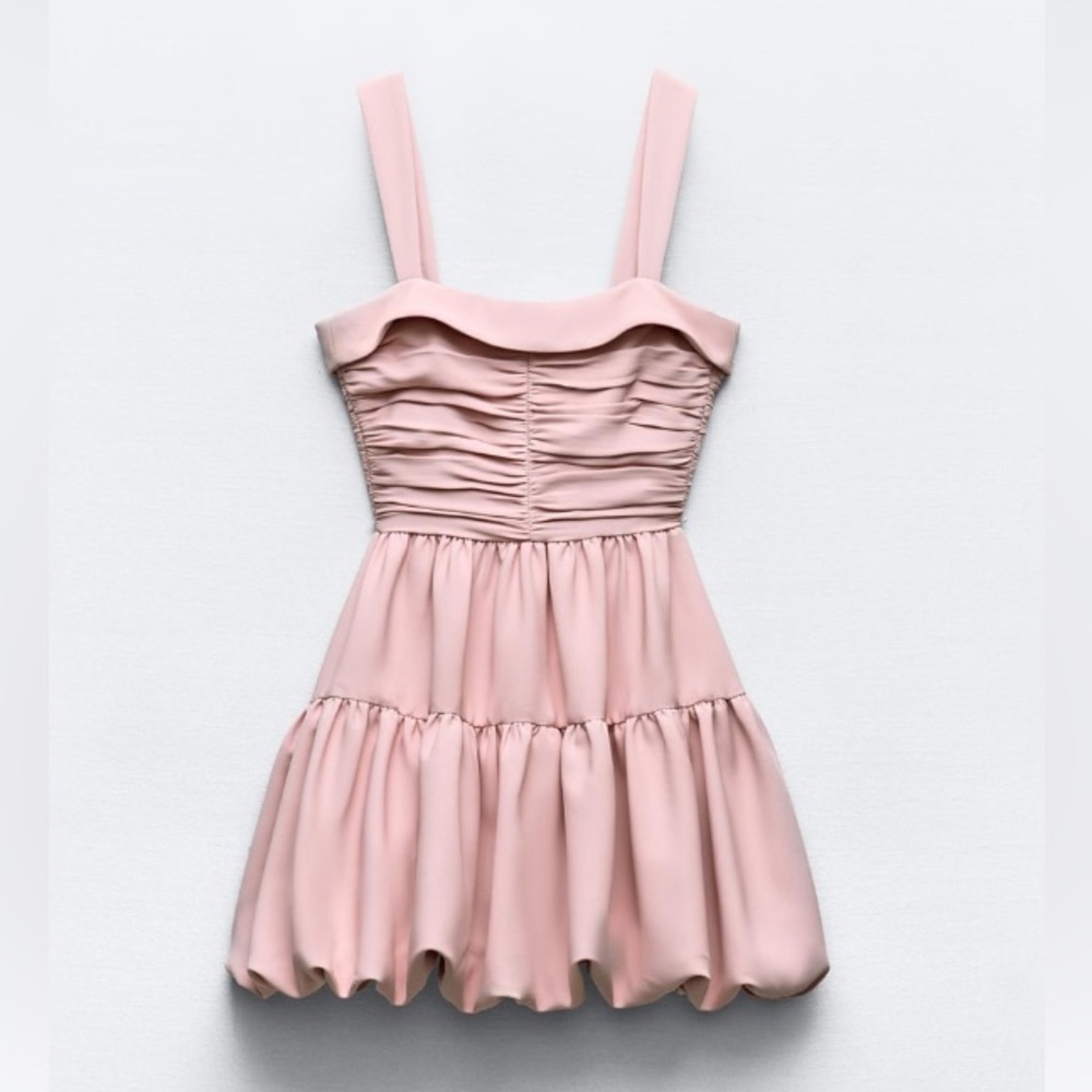 Zara pink beige ballon dress